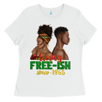 White living free ish since 1865 with afro black woman a Ladies Tee - texasbilliewilder