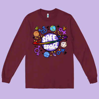 Safe Space Long Sleeve Tee Designed By Maliassmallbusiness