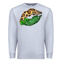 Heather Grey St. Patricks Day Leopard Lips Premium Sweatshirt - Bettercallsaul