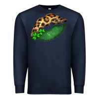 Navy St. Patricks Day Leopard Lips Premium Sweatshirt - Bettercallsaul