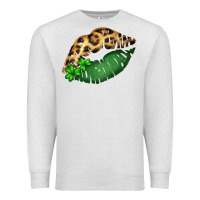 Oatmeal Heather St. Patricks Day Leopard Lips Premium Sweatshirt - Bettercallsaul
