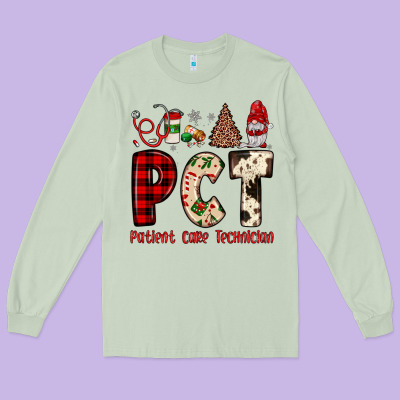Pct Patient Care Technician  Christmas Long Sleeve Tee Designed By Jahusdesignshop