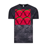 Cloud Black Watermelon Slices Seamless Pattern Vintage Tee - BundleAndBundleShop