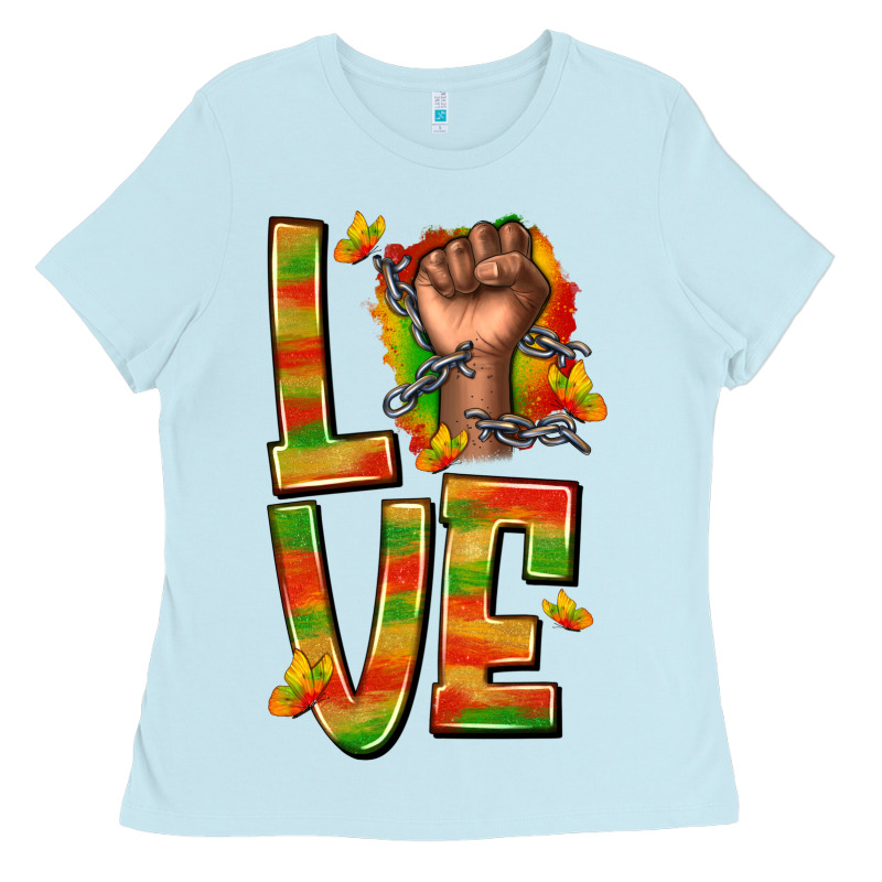Love Juneteenth With Fist Ladies Tee by texasbilliewilder | Teevron