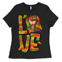 Black love juneteenth with fist Ladies Tee - texasbilliewilder