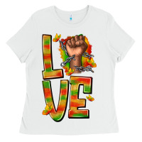 White love juneteenth with fist Ladies Tee - texasbilliewilder