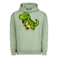 Pigment Oil Green Cartoon T-Rex Urban Hoodie - HowdyJamesFarm