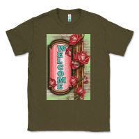 Army Green Western Red Roses Welcome Classic Tee - LillyAllenDesigns