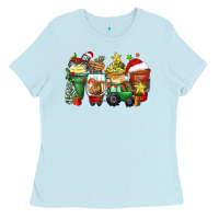 Baby Blue Christmas tractor coffee cups Ladies Tee - Zillion Design Studio