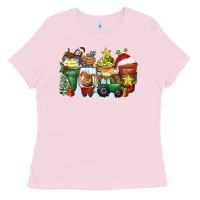 Bubblegum Pink Christmas tractor coffee cups Ladies Tee - Zillion Design Studio