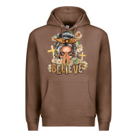 Chestnut Silver White Believe Praying Caucasian Messy Bun Premium Hoodie - texasbilliewilder