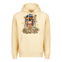 Pina Colada Silver White Believe Praying Caucasian Messy Bun Premium Hoodie - texasbilliewilder