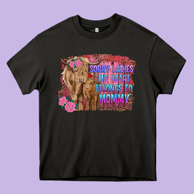 Sorry Ladies My Heart Belongs To Mommy Highland Cow And Calf Heavy Core Tee Designed By Ranaportraitstore