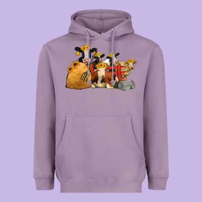 Farm Animals With Sunflower Headbands Heavyweight Hoodie Designed By Jasminsmagicworld