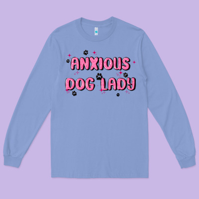 Anxious Dog Lady Long Sleeve Tee Designed By Maliassmallbusiness