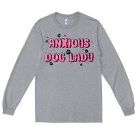 Heather Grey anxious dog lady Long Sleeve Tee - MaliasSmallBusiness