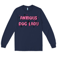 Navy anxious dog lady Long Sleeve Tee - MaliasSmallBusiness