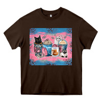 Chocolate Brown cat coffee cups Heavy Core Tee - Zillion Design Studio