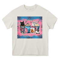Cream cat coffee cups Heavy Core Tee - Zillion Design Studio