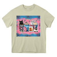 Mossy cat coffee cups Heavy Core Tee - Zillion Design Studio