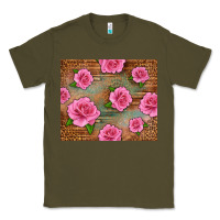Army Green Western Pink Roses Classic Tee - LillyAllenDesigns