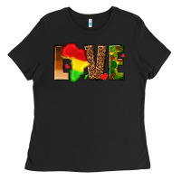Black love melanin with african map Ladies Tee - texasbilliewilder