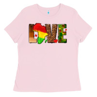 Bubblegum Pink love melanin with african map Ladies Tee - texasbilliewilder