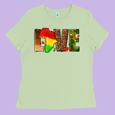 Ladies Tee love melanin with african map