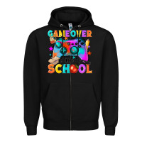 Black game over back to school Zipper Hoodie - NancyCooperArtShop