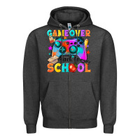 Charcoal Heather game over back to school Zipper Hoodie - NancyCooperArtShop