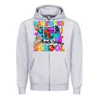 Heather Grey game over back to school Zipper Hoodie - NancyCooperArtShop