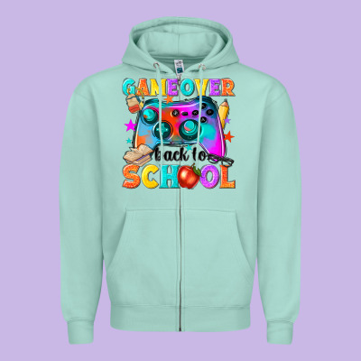 Game Over Back To School Zipper Hoodie Designed By Nancycooperartshop