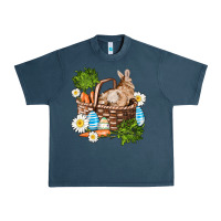 Midnight Navy easter bunny in basket wıth carrot and eggs Urban Heavy Tee - AdoDesignShop