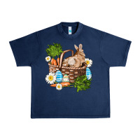 Navy easter bunny in basket wıth carrot and eggs Urban Heavy Tee - AdoDesignShop