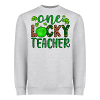 Heather Grey one lucky teacher Heavyweight Sweatshirt - Artiststas