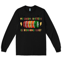 Black social battery Long Sleeve Tee - MaliasSmallBusiness