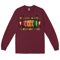Burgundy social battery Long Sleeve Tee - MaliasSmallBusiness