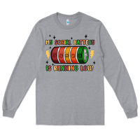 Heather Grey social battery Long Sleeve Tee - MaliasSmallBusiness