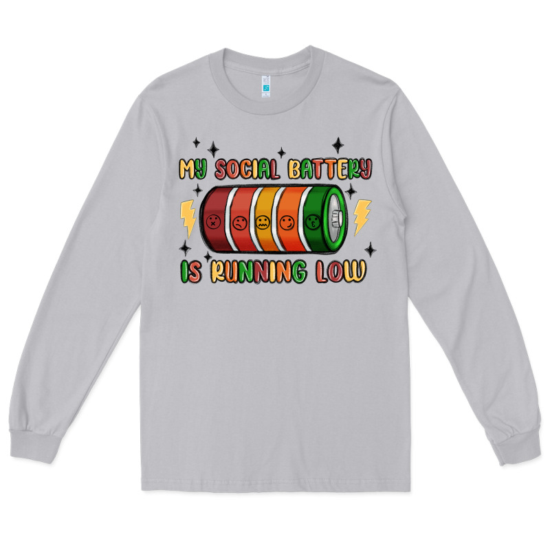 Social Battery Long Sleeve Tee by MaliasSmallBusiness | Teevron