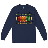 Navy social battery Long Sleeve Tee - MaliasSmallBusiness