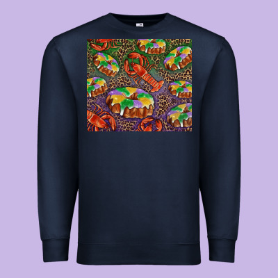 Mardi Gras King Cake And Crawfish Premium Sweatshirt Designed By Ranaportraitstore