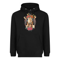 Black flower cow Heavyweight Hoodie - Jasminsmagicworld