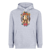 Heather Grey flower cow Heavyweight Hoodie - Jasminsmagicworld