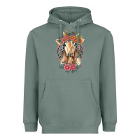 Sage flower cow Heavyweight Hoodie - Jasminsmagicworld