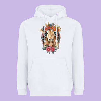 Flower Cow Heavyweight Hoodie Designed By Jasminsmagicworld