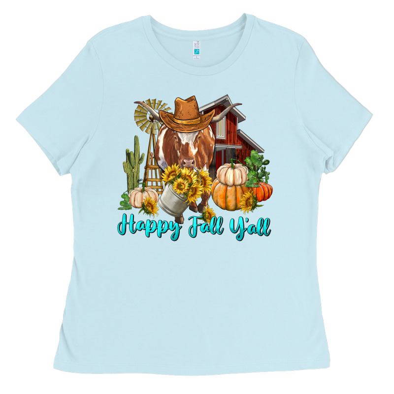 Happy Fall Y'all Longhorn Cow Ladies Tee by RanaPortraitStore | Teevron