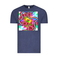 Vintage Denim tie dye floral seamless pattern Vintage Tee - BundleAndBundleShop