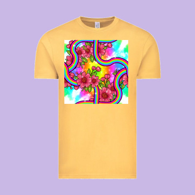 Tie Dye Floral Seamless Pattern Vintage Tee Designed By Bundleandbundleshop