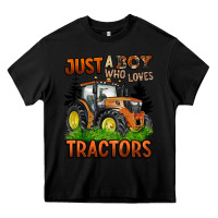 Black just a boy who loves tractors Heavy Core Tee - BarkalooDesign