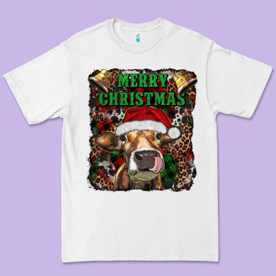 Merry Christmas Heifer With Cowbells Premium Tee Designed By Ranaportraitstore